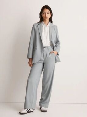Madewell The Petite Neale Straight-Leg Pant in Drapeweave - Light Blue